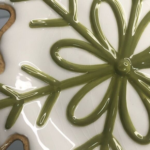 department 56 cookie plate green white sugar cookie snowflake shape 8.25 READ - Picture 4 of 7